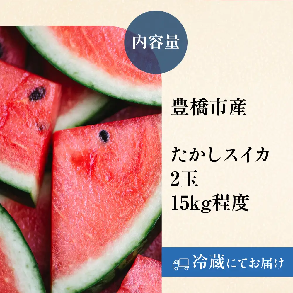 豊橋市産 たかしすいか 2玉（計15kg） 産地直送 スイカ 銀河 縞無双 羅王