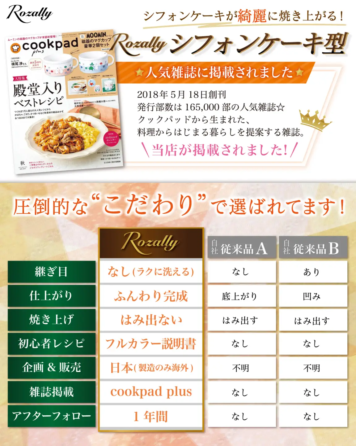 【雑誌掲載モデル】 シフォンケーキ型 シフォン型 17cm 【kw0286-0004】
