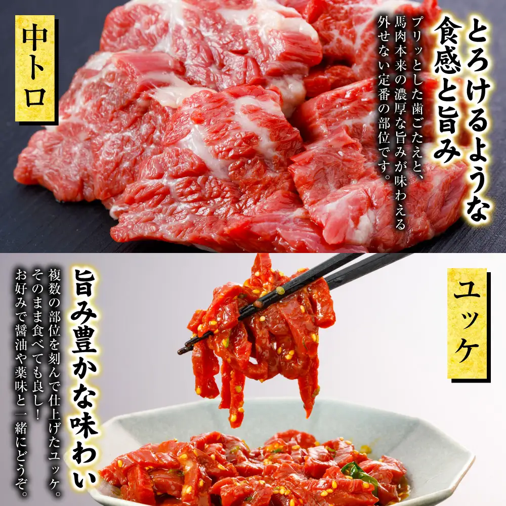 馬肉 国産 馬刺し 4種 計200g （ 上赤身 、 ロース 、 中トロ 、 ユッケ 各50g ） 馬肉