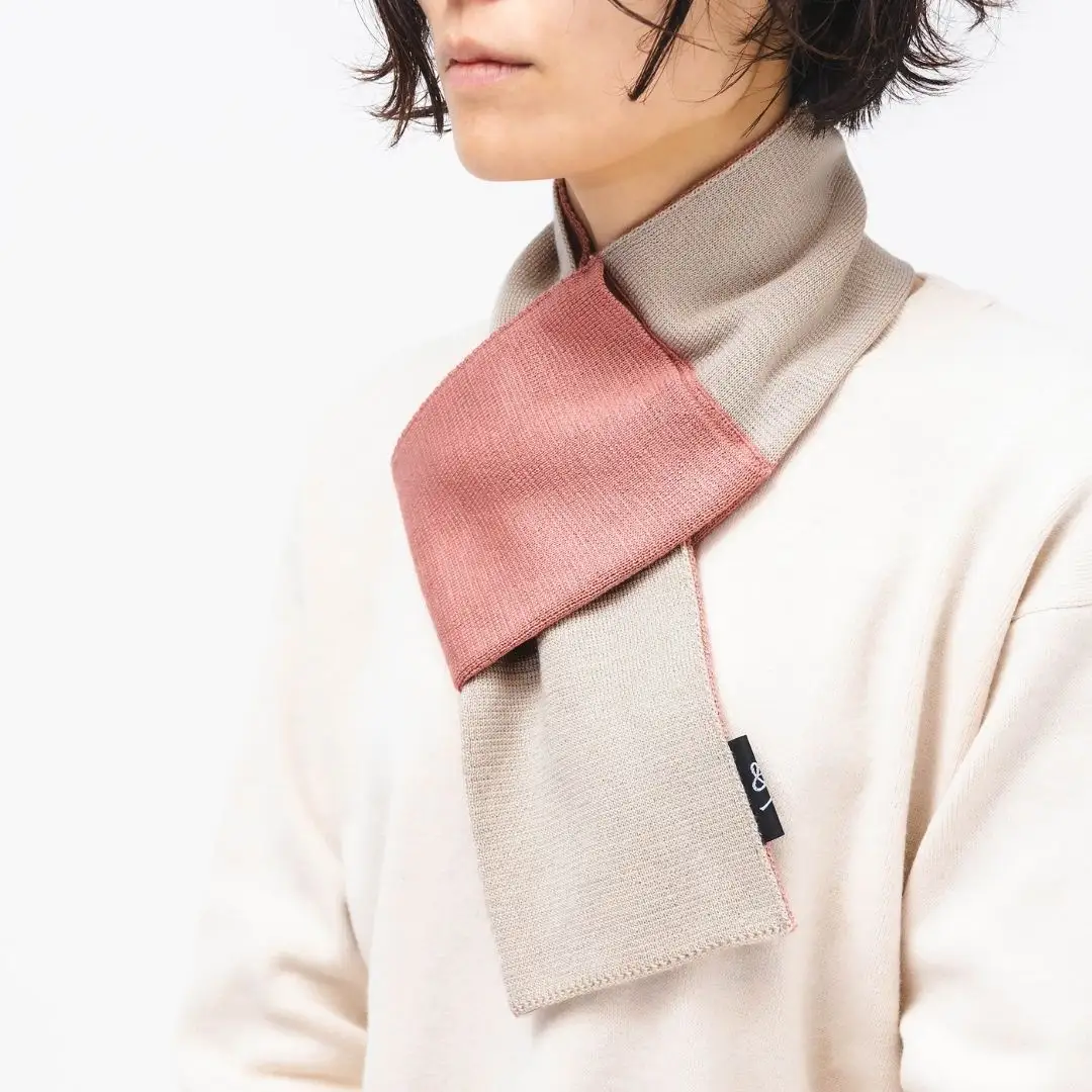 ぽかぽか三首 くび WARMER サーモンピンク×ライラック めおと フリーサイズ 温活 ネックウォーマー 