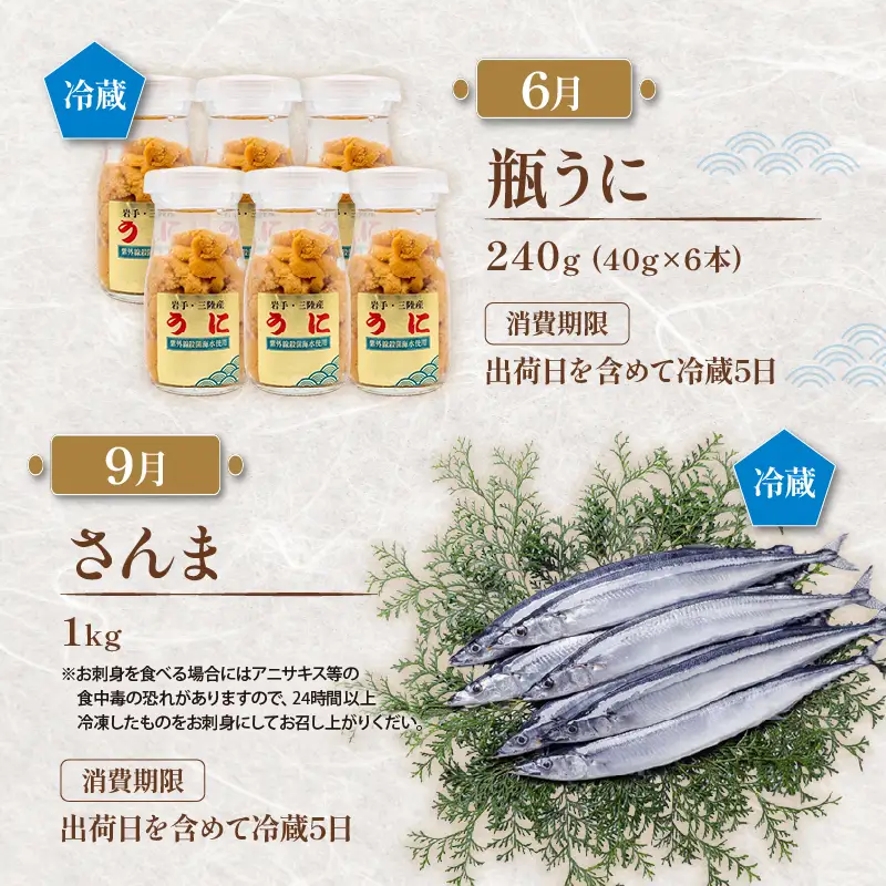 【全5回 大船渡ごちそう定期便】 旬をお届け 大船渡1年満喫！！