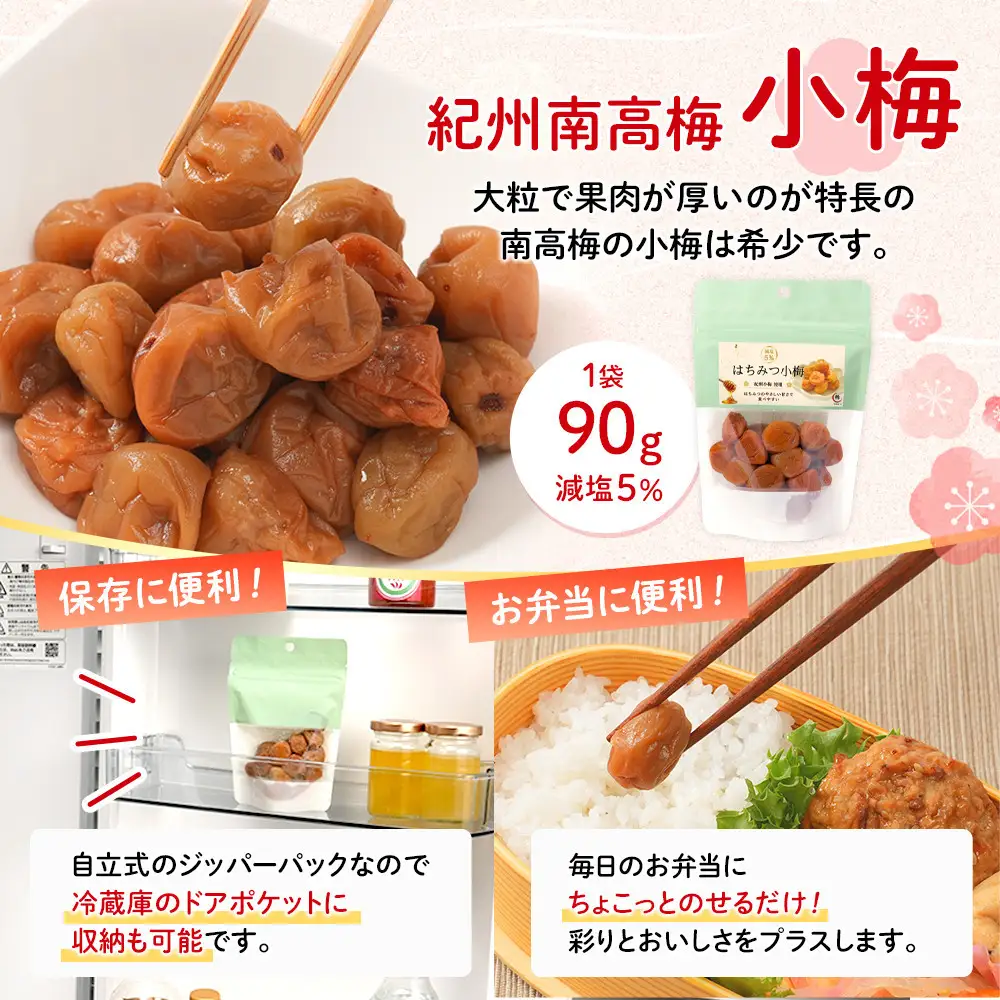 訳あり 紀州南高梅 小梅 まごころ はちみつ梅 90g ×4パック 減塩5％ ［TR9w］