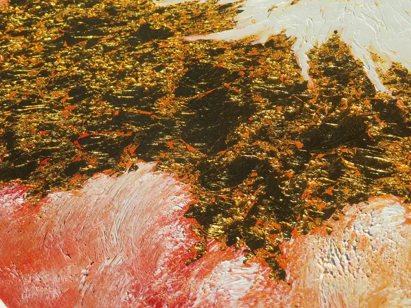 0367-114-01 純金箔の富士山画 「黄金の富士山 SM号」 洋画家 永月水人 作 油絵