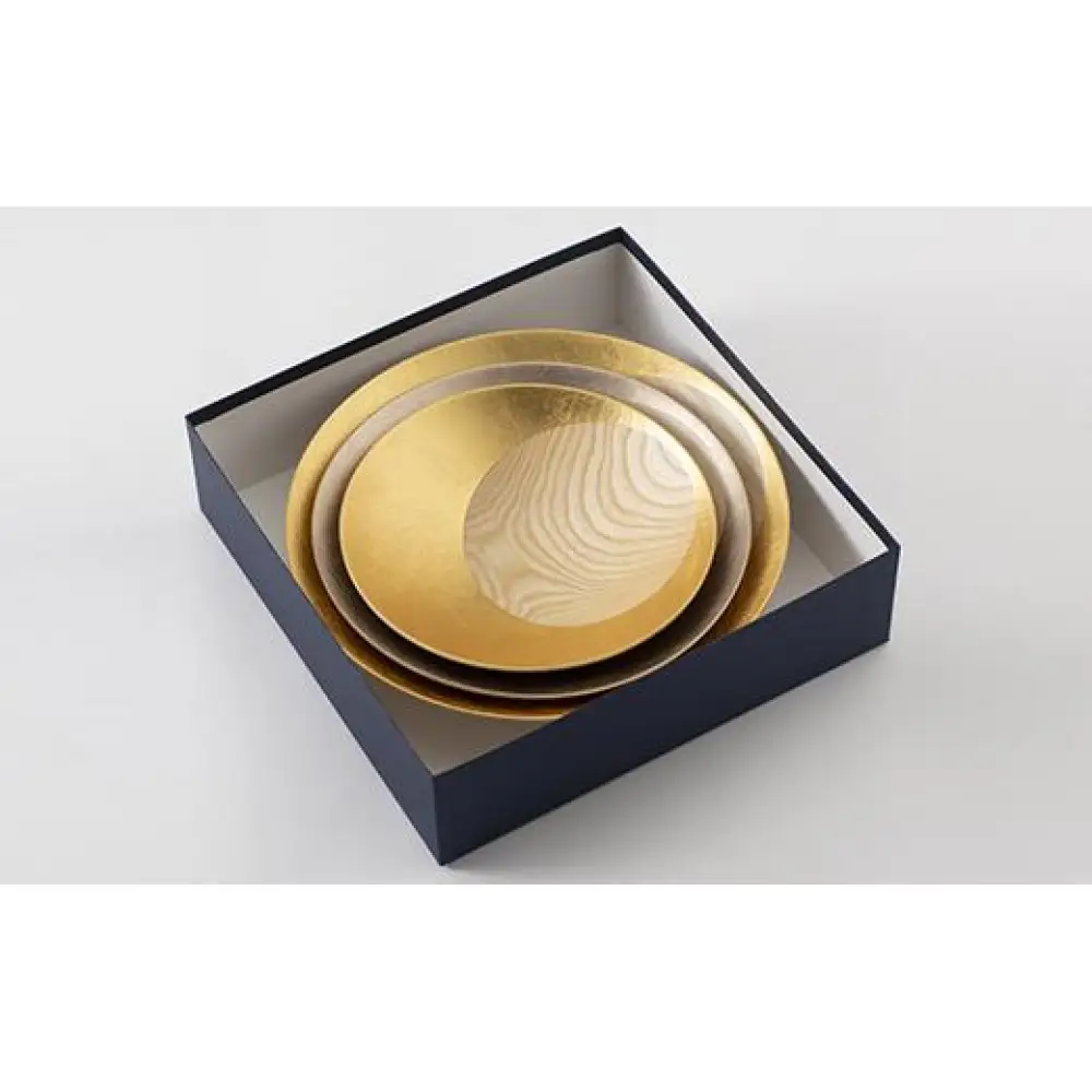 金沢箔　木製ボウル　L・M・Sセット（純金プラチナ箔）