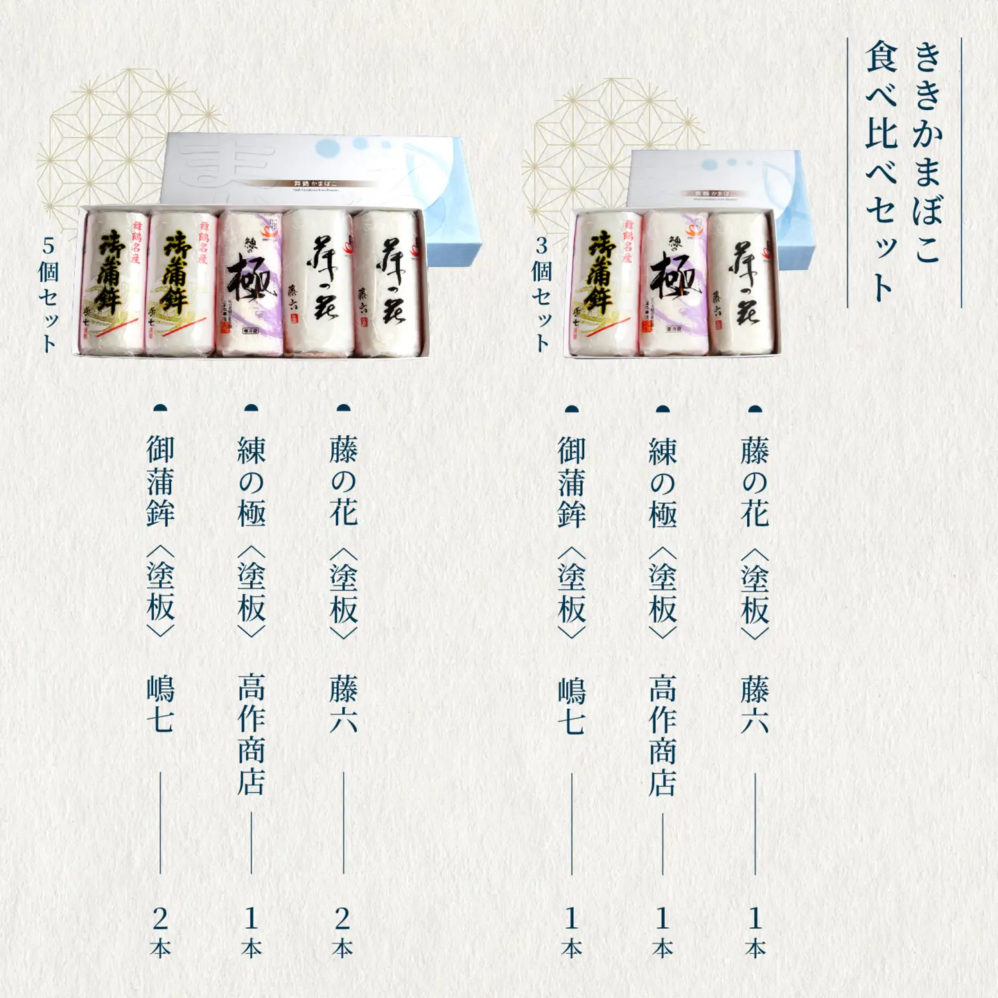 【12月25日発送】 舞鶴ききかまぼこ 食べ比べセット 5枚 ： 蒲鉾 かまぼこ