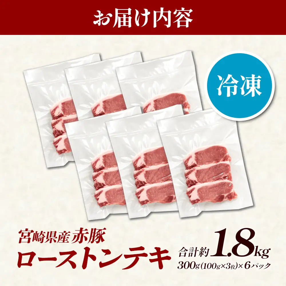 宮崎県産豚肉 トンテキ用300g（ロース100g）×6パック