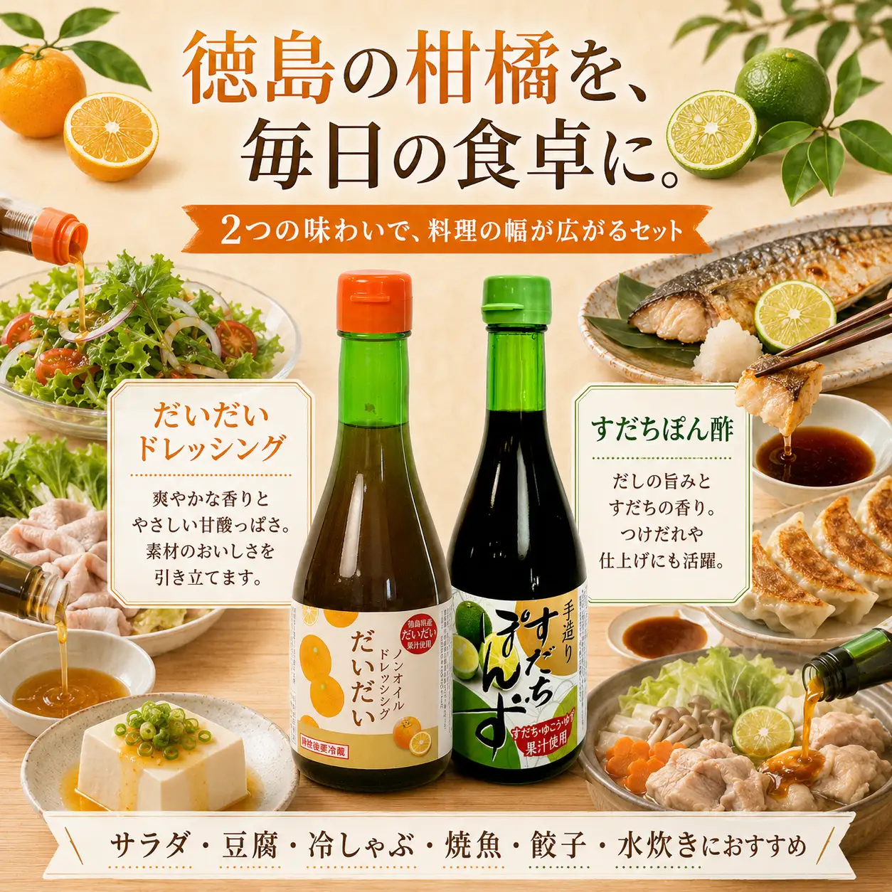 すだち ポン酢 だいだいドレッシング セット 2本 300ml×2