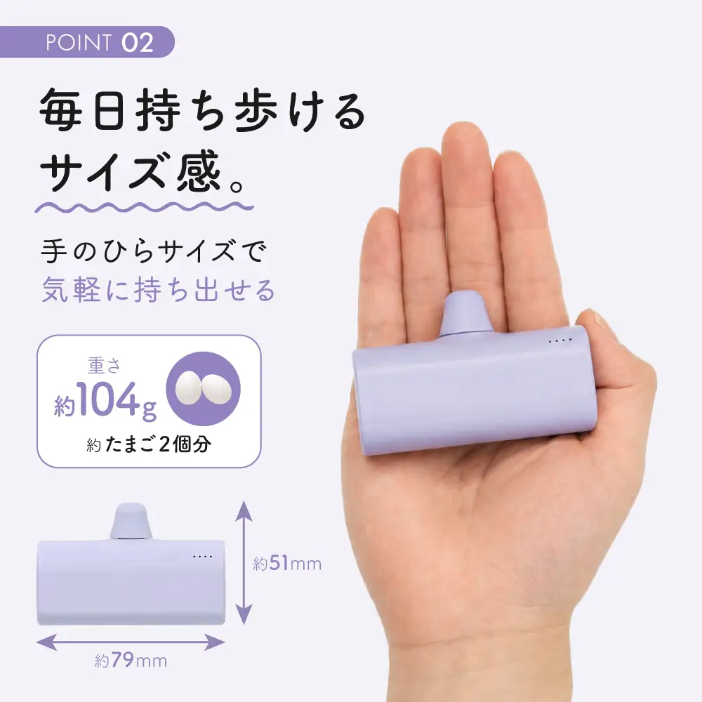 モバイルバッテリー 軽量 小型 タイプC 5000mAh セージグリーン