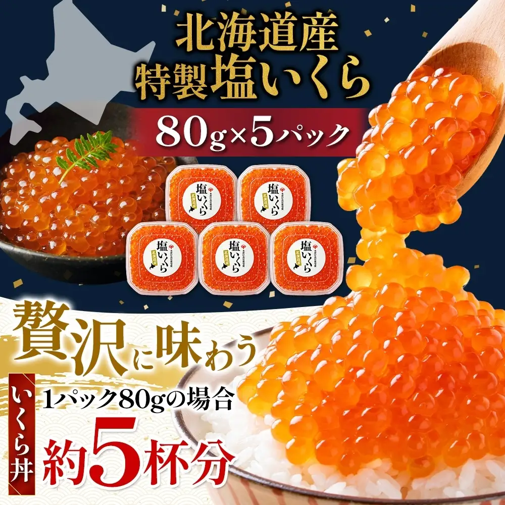 【先行予約】 塩 いくら 80g×5 イクラ 【BK】