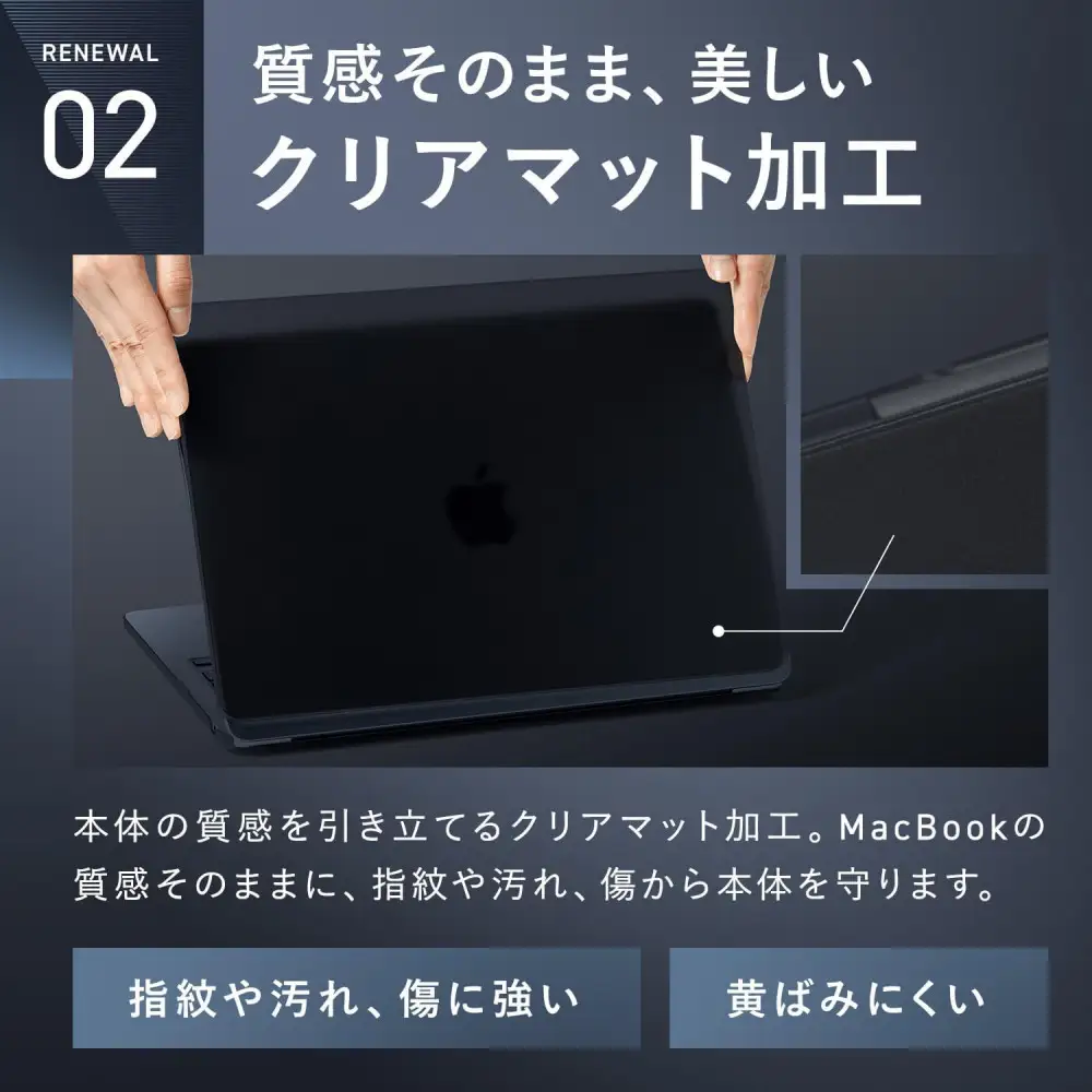 【堺市企画】Macbook カバー Air13inch M2～M5 ミッドナイト HOGOTECH