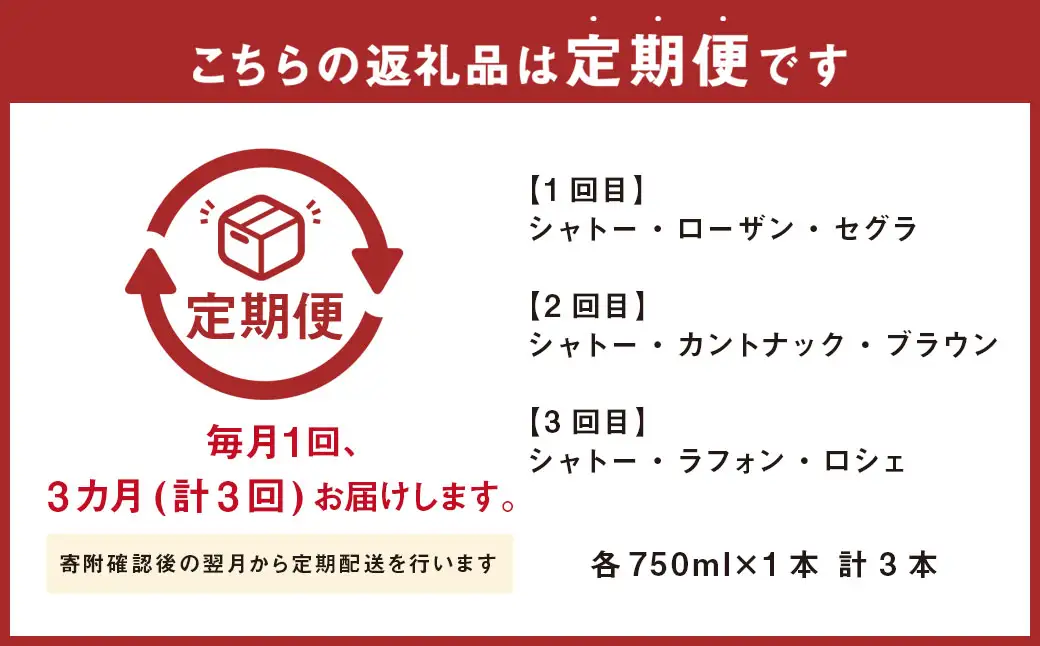 [ 定期1ヶ月毎3回 ] デカンタ 金賞 3本B お酒 酒 アルコール ワイン セット 飲み比べ 冷蔵 クール便