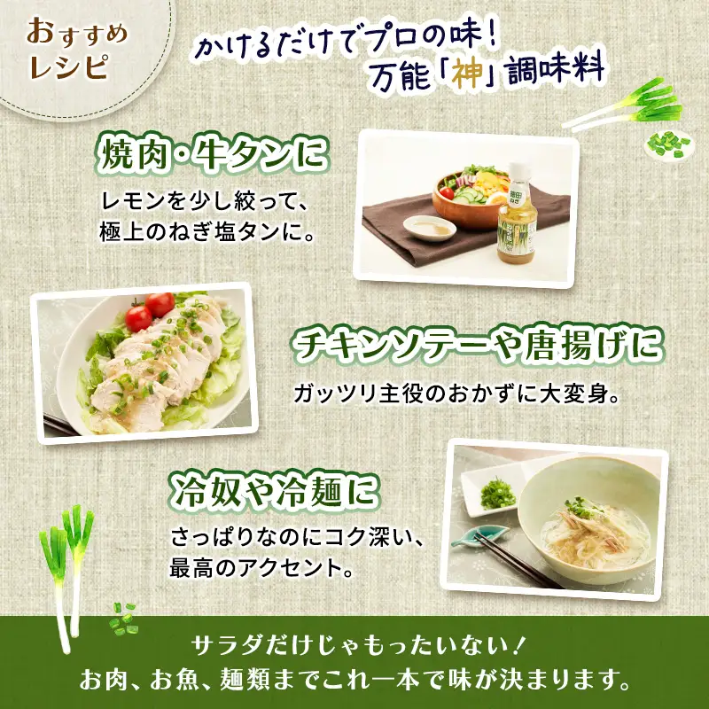 ねぎ塩ドレッシング（3本） ネギ 葱 サラダ タレ たれ 付けダレ 付けだれ ほぎもん 自宅用 手土産 贈り物 岐阜県 坂祝町 さかほぎ F6M-402