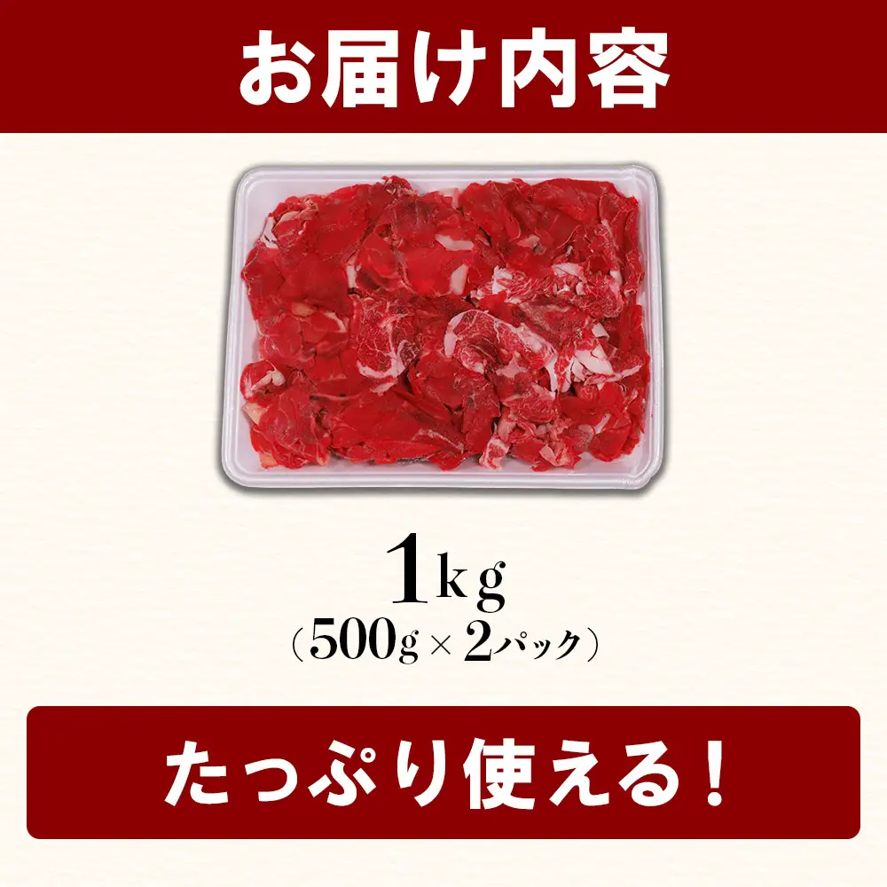 【定期便3回】本場 熊本県産 馬肉 小間スライス 1kg (500g×2パック)× 3回