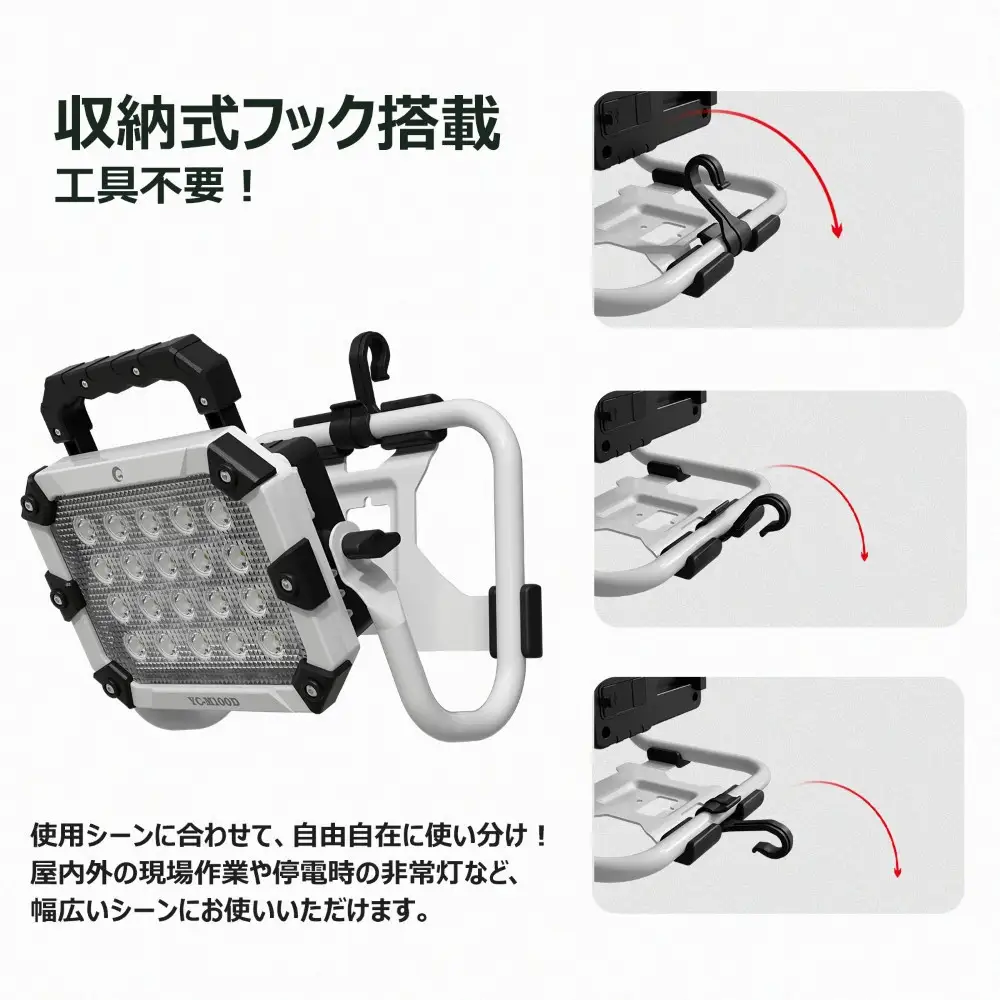 バッテリー着脱式LED投光器 100W「マッチングファイターV18 Pro」YC-M100D