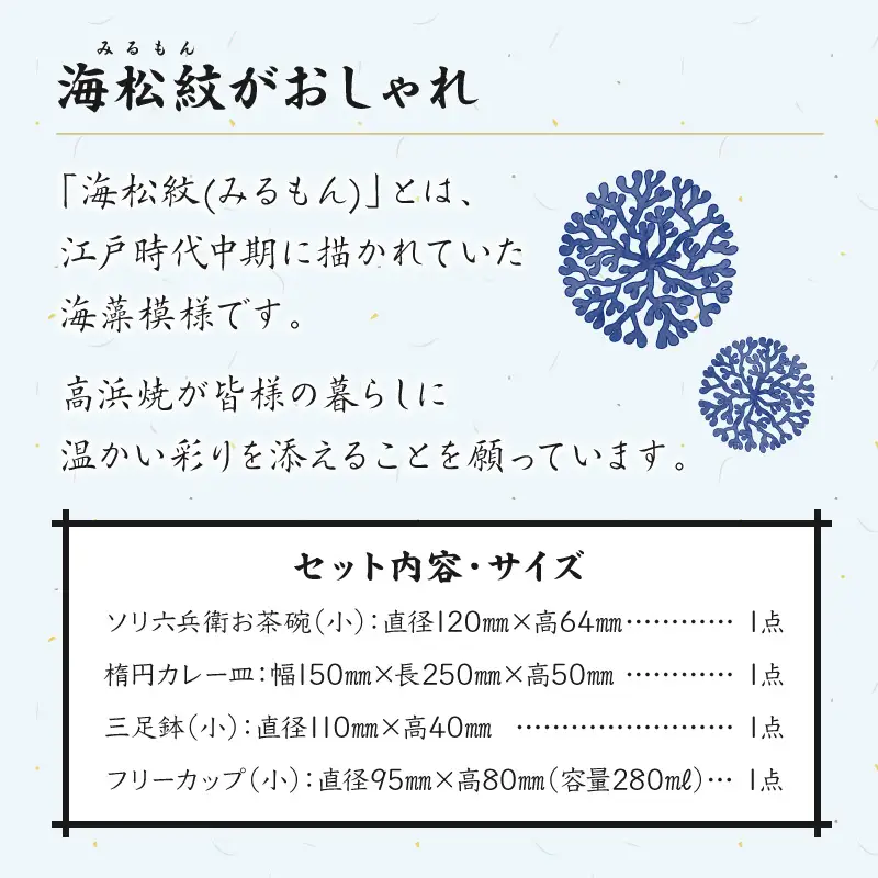 S026-184_【青】海松紋一人暮らし食器4点セット