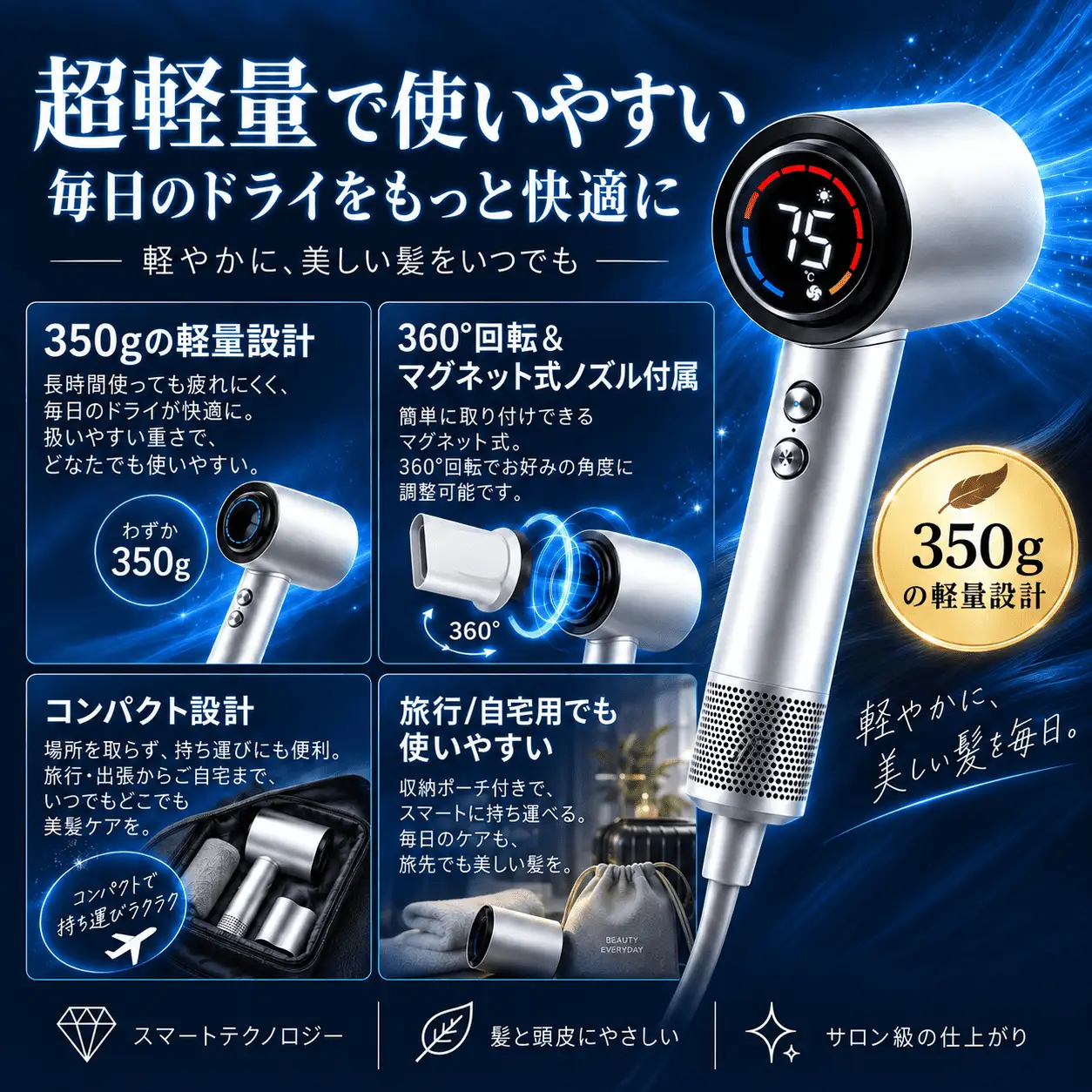 ヘアドライヤー ホワイト　G02