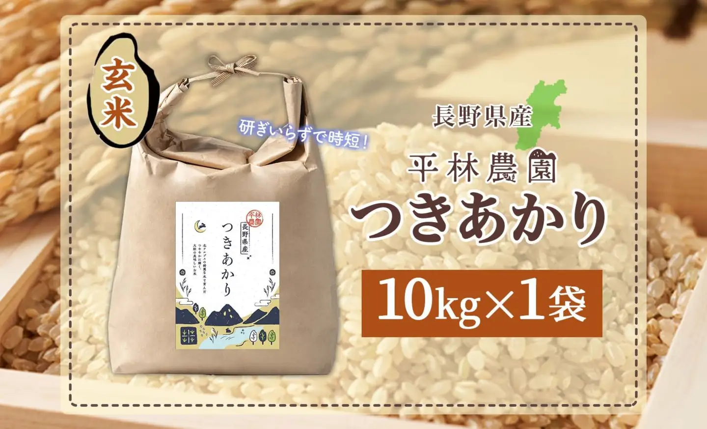 【2026年10月発送】令和8年産 つきあかり 玄米 10kg×1袋 長野県産 米 精米 お米 ごはん ライス 甘み 農家直送 産直 信州 人気 ギフト お取り寄せ 平林農園 送料無料 長野県 大町市