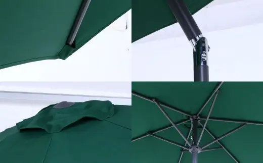 アルミパラソル 240cm グリーン （ CD：37850 ） クランクハンドル式 アウトドア 庭 ガーデン テラス ガーデンパラソル 日除け アルミ製 おしゃれ 50 PM