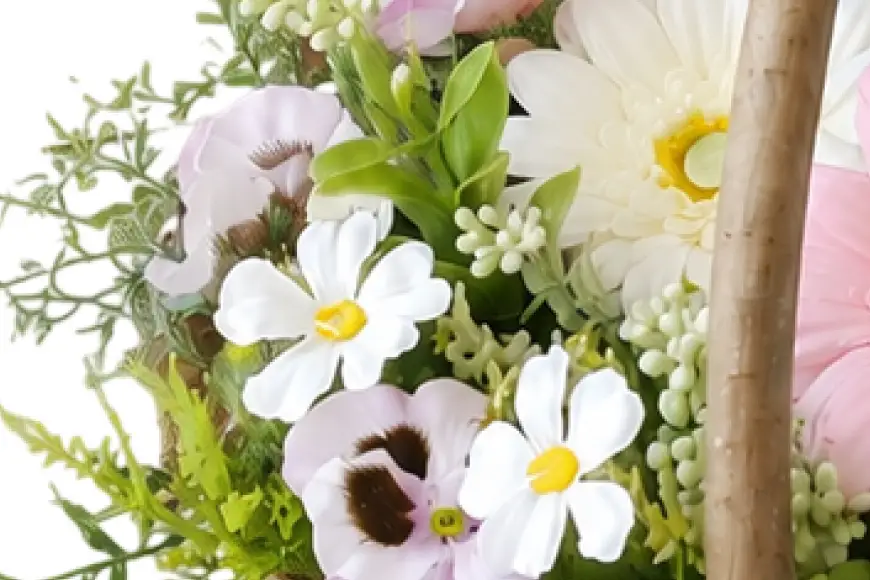 フラワーアレンジメント 花かごの寄せ植え(パンジー) 1点