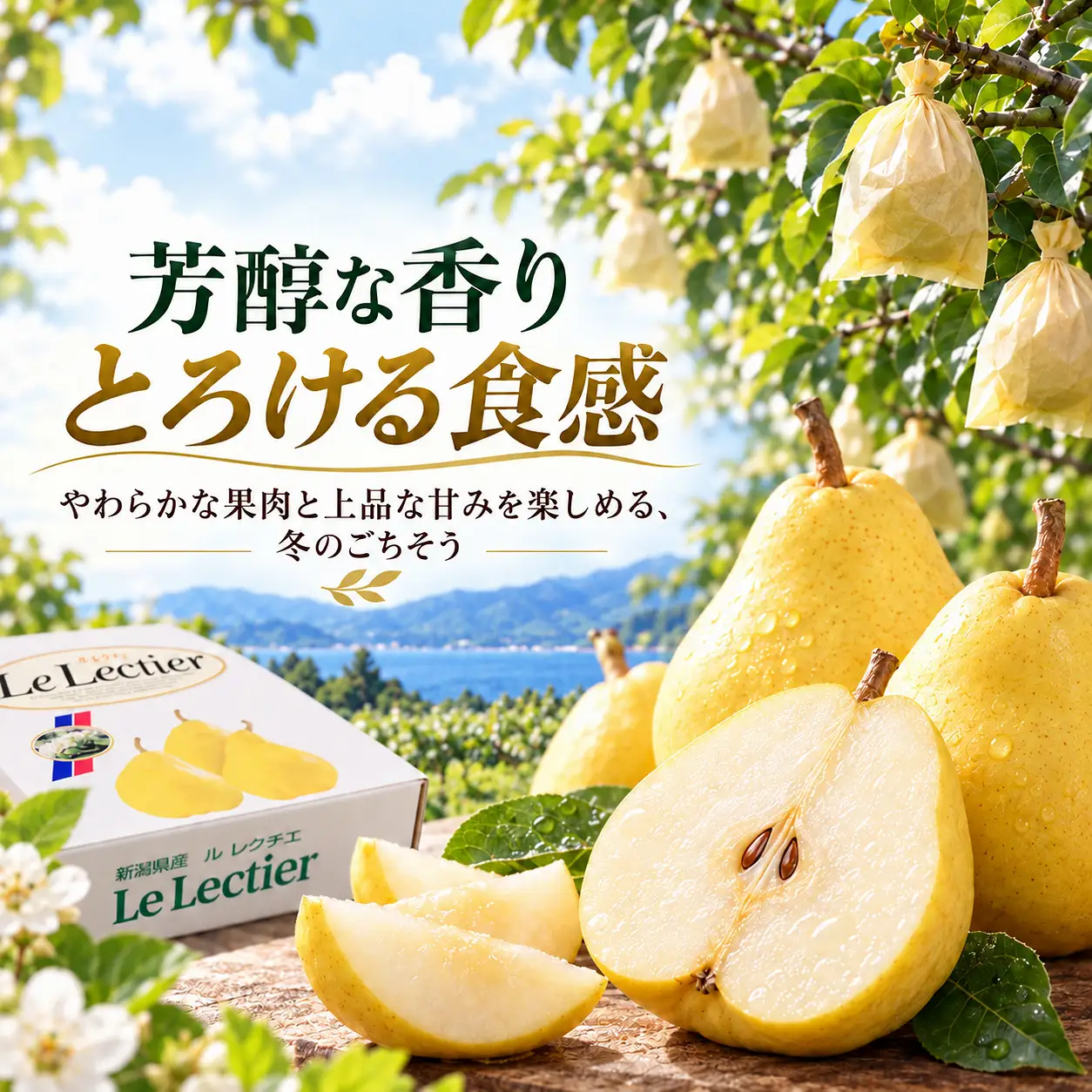 【2026年12月上旬より順次発送】佐渡島産 ル レクチエ 約2kg（5～6個）化粧箱入り・贈答用・秀品