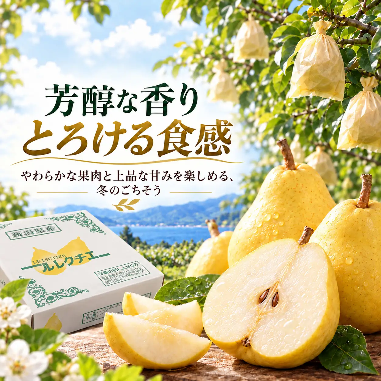 【2026年12月上旬より順次発送】佐渡島産 ル レクチエ 約2kg（5～7個）箱入り・ご家庭用