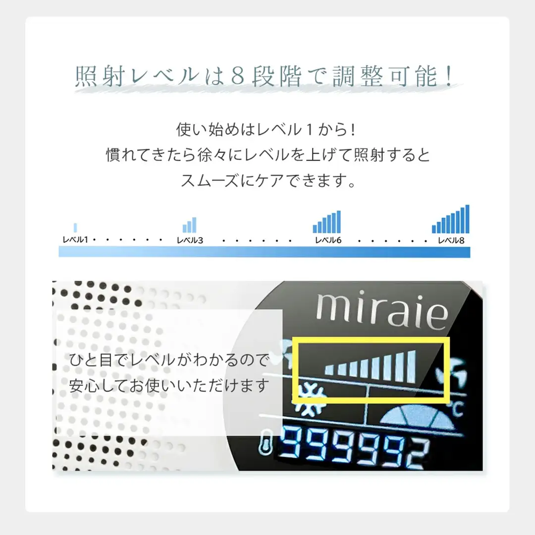 【ギフト対応可】miraie ヘアリムーバー 脱毛器 IPL 冷感 VIO対応 99万発 家庭用 光美容器 男女兼用フラッシュ式