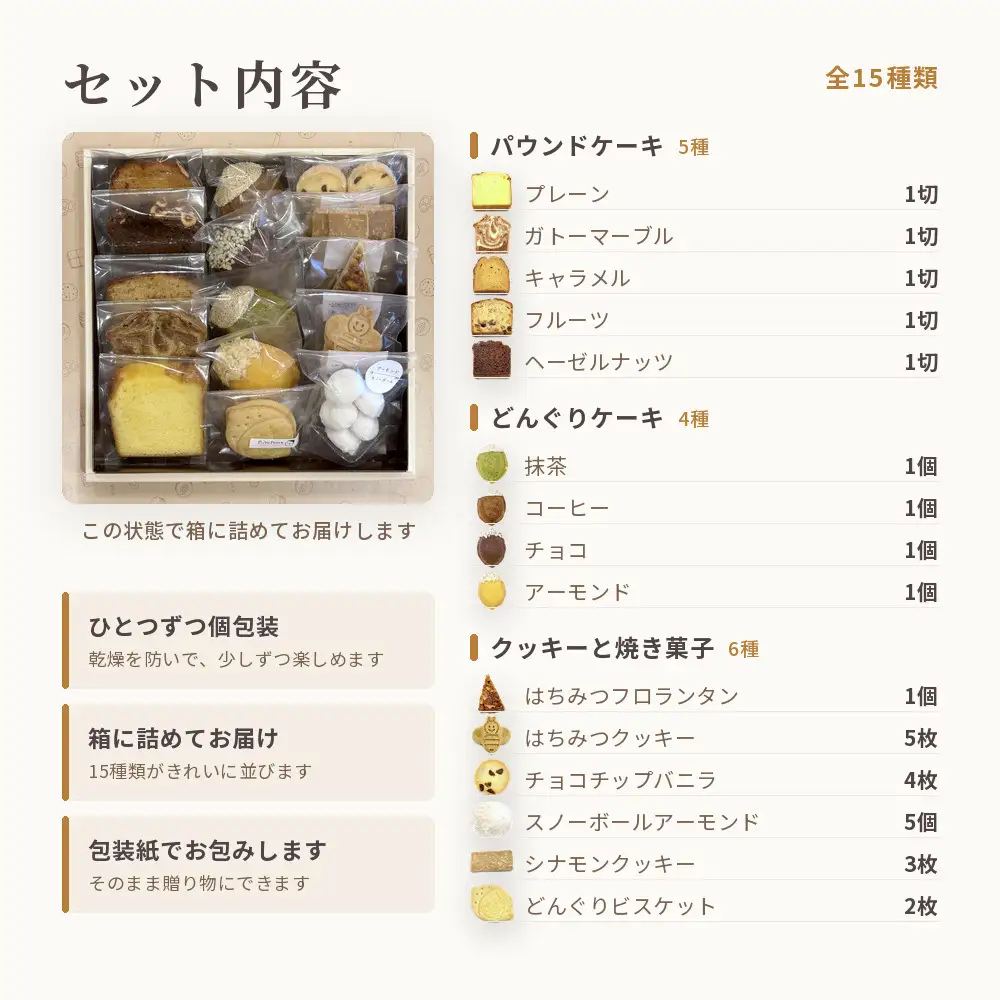 焼き菓子 15種類 詰め合わせ｜クッキー パウンドケーキ フロランタン 手作り お菓子 ギフト 長門産はちみつ使用(10137)