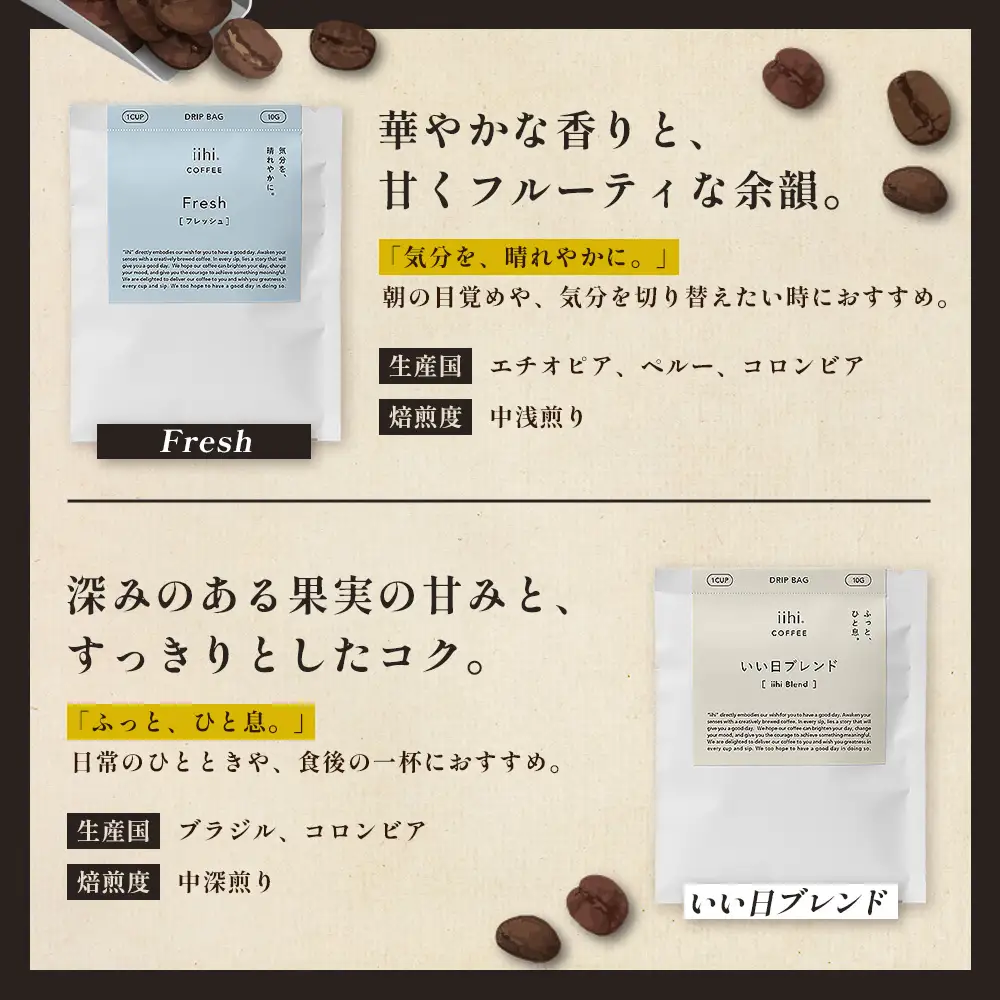 【ふるさとロースターが焙煎したてをお届け！】iihiコーヒー ドリップバッグ セット 4種各10P+当店おすすめシングルオリジン5P 計45P［プレゼントにも］常温｜コーヒー 珈琲 ドリップコーヒー 詰め合わせ シングルオリジン 飲み比べ 中深煎り 焙煎 ギフト NORM&HANCE株式会社 宮崎県 諸塚村 NH-02