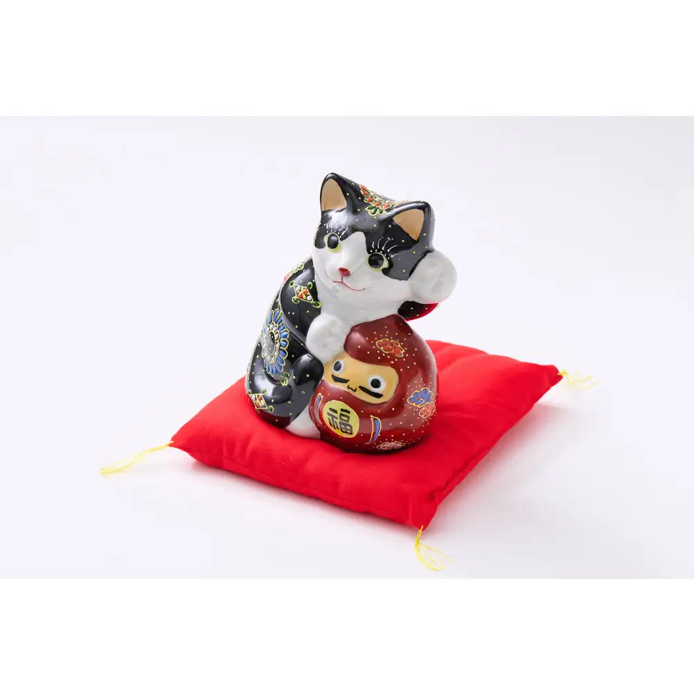 5号達磨招き猫　黒盛　（布団付）