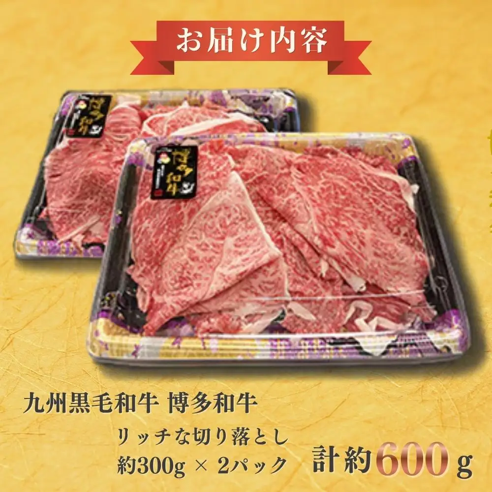A4ランク博多和牛 リッチな切り落とし600g(300g×2P)[H0201]