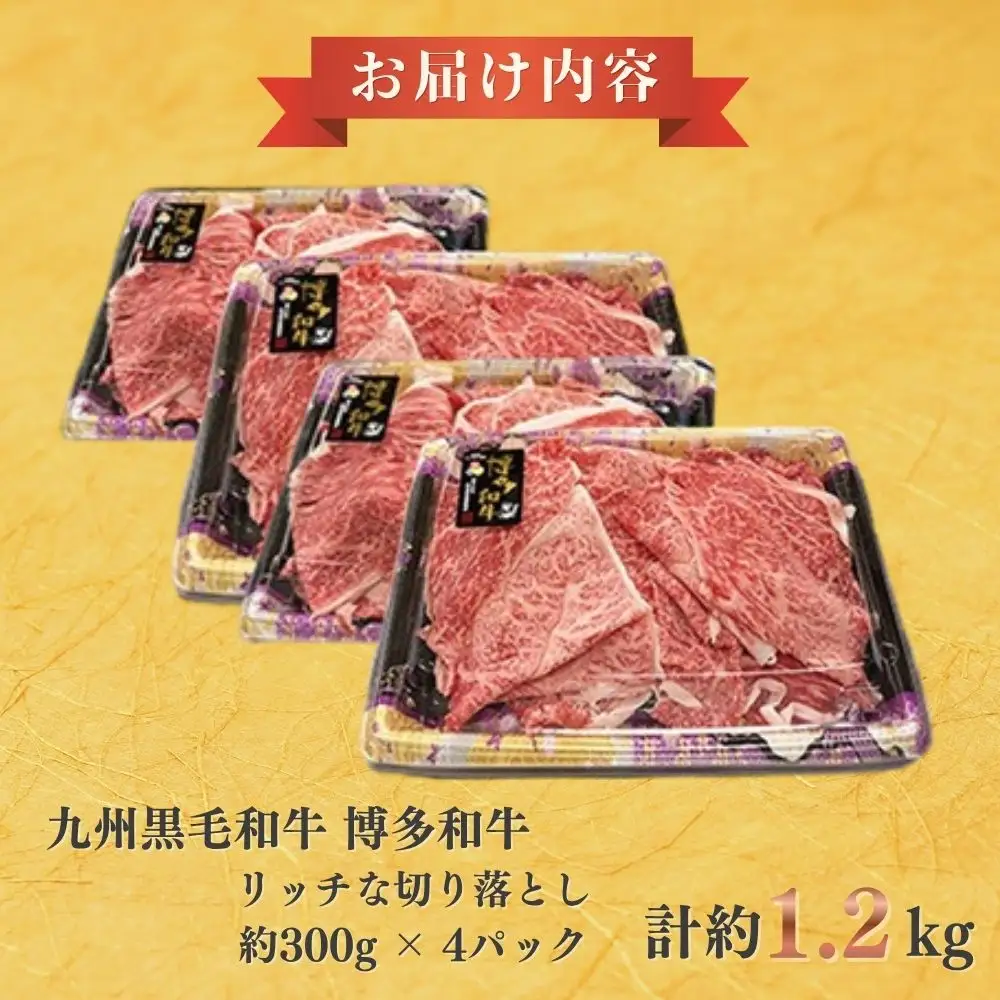 A4ランク博多和牛リッチな切り落とし1200g(300g×4P)[H0205]