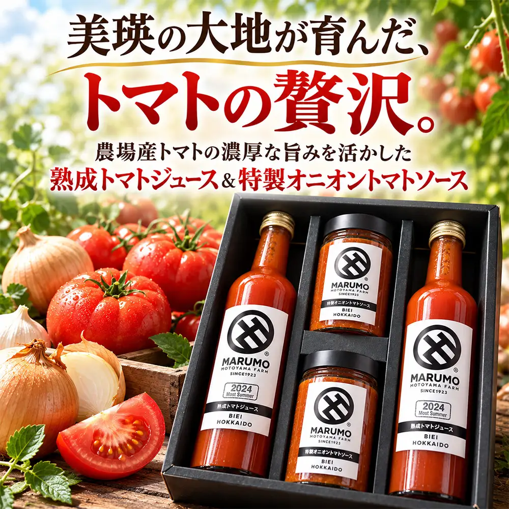 熟成トマトジュース 特製オニオントマトソース 各2本 セット トマトジュース トマトソース 本山農場