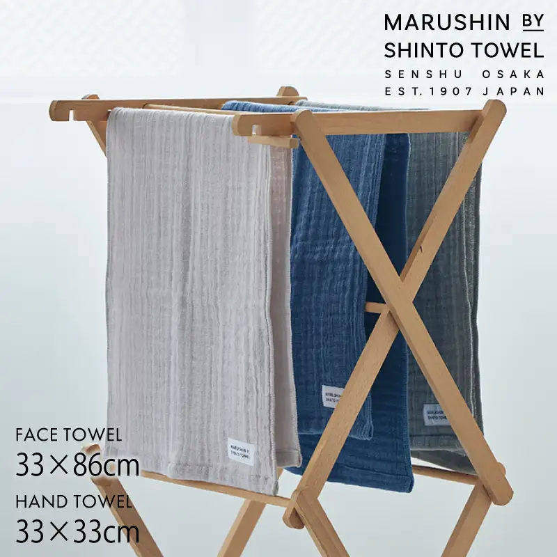 【高島屋選定品】MARUSHIN by SHINTO TOWEL ランダムガーゼ 贈りもの フェイスタオル・ハンドタオル 3箱セット R-set-3