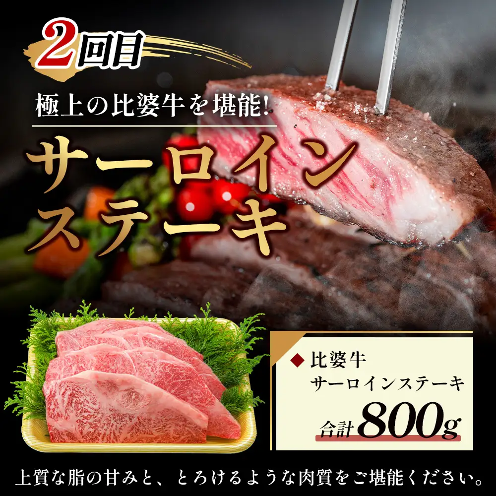 比婆牛 牛肉 まんぷくステーキ定期便 2 回（合計 1.4kg）