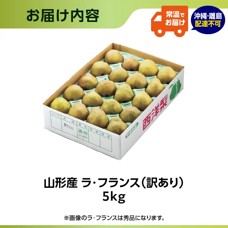 山形県産洋梨 訳あり ラ・フランス 約5kg【2026年11月上旬頃～発送予定】 063-027