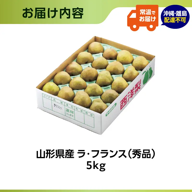 山形県産洋梨 ラ・フランス 秀品 約5kg【2026年11月上旬頃～発送予定】 063-026
