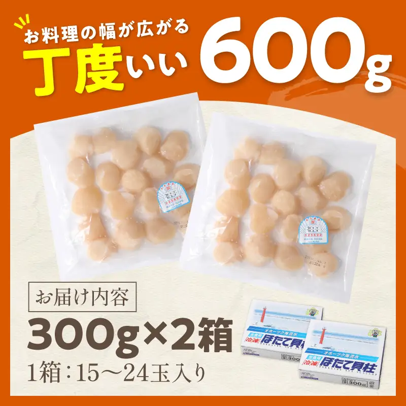 北海道オホーツク海産 ホタテ貝柱 600g 生食用 ( ほたて 刺身 ホタテ )【239-0003】