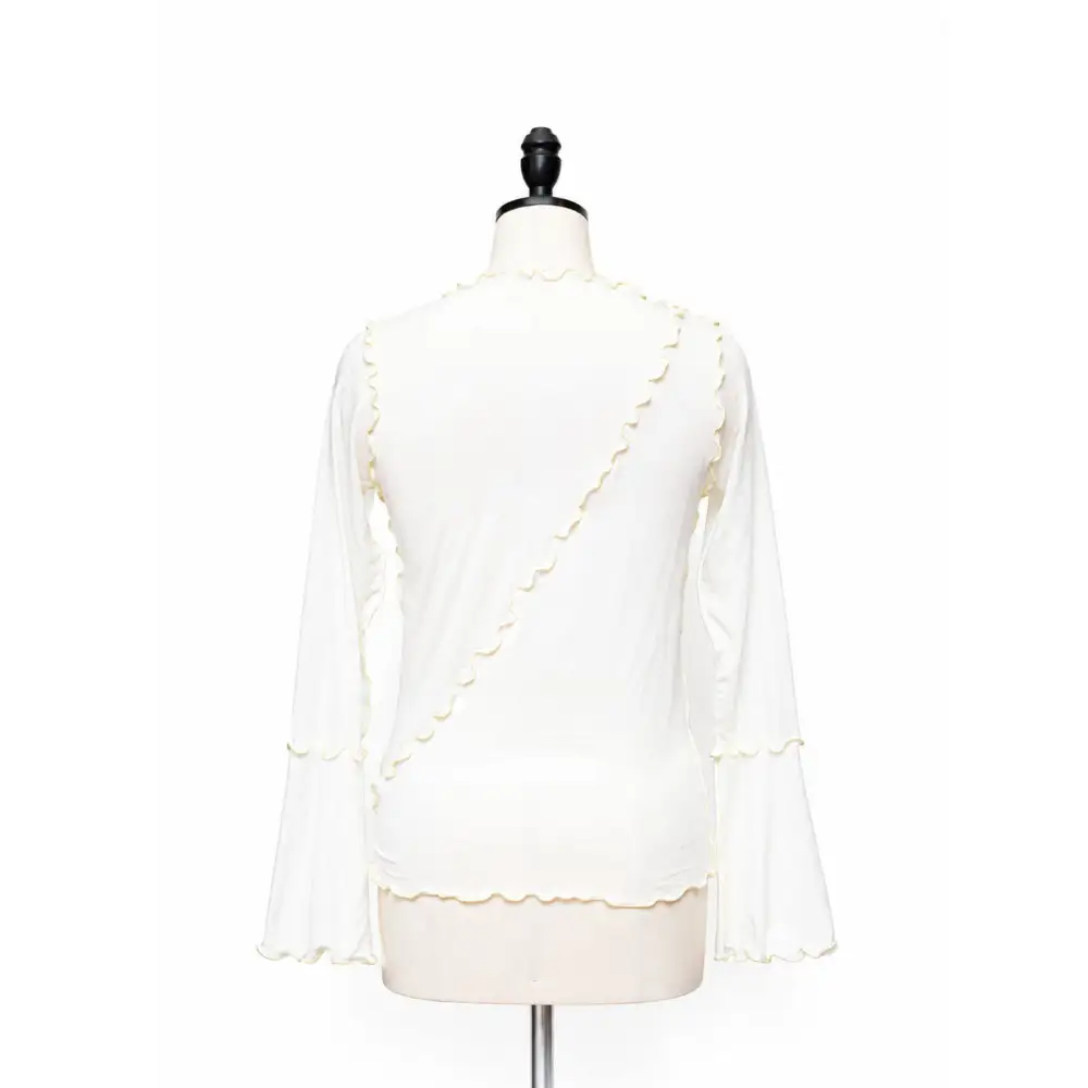 【チクチクしなくてかわいい服】締め付けないシアートップス（オフ）【11100-2693】