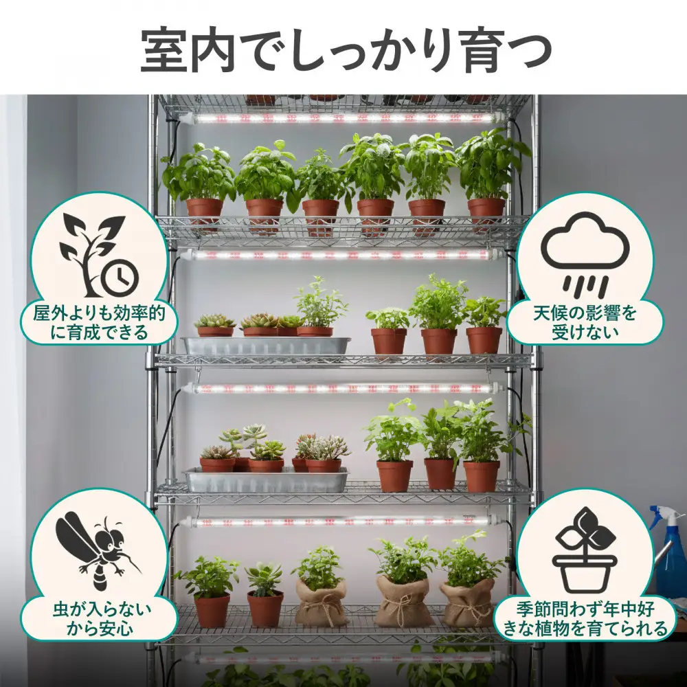 植物育成用LED直管ライト 複数連結可能　簡単設置 SL-G120P