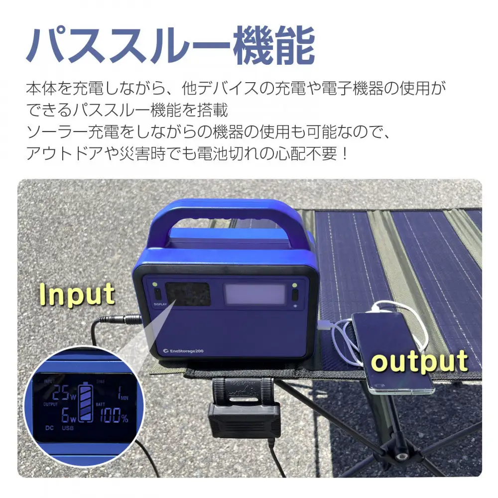 小型ポータブル電源＆テーブルにもなるソーラーパネルセット SET-200AT45B
