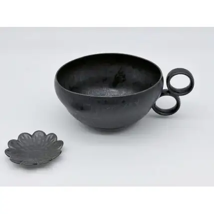 有田焼 Wリングスープカップ 花豆皿【深海三龍堂】コーヒー カフェオレ カプチーノ ミネストローネ ティータイム マグカップ 贈り物 ギフト ay119