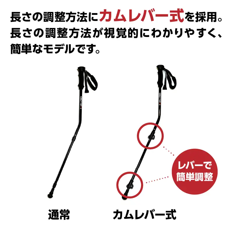 ウォーキングポール Issoku-CHO（1足長） CL（カムレバー式） オールブラック 2本1セット R17031
