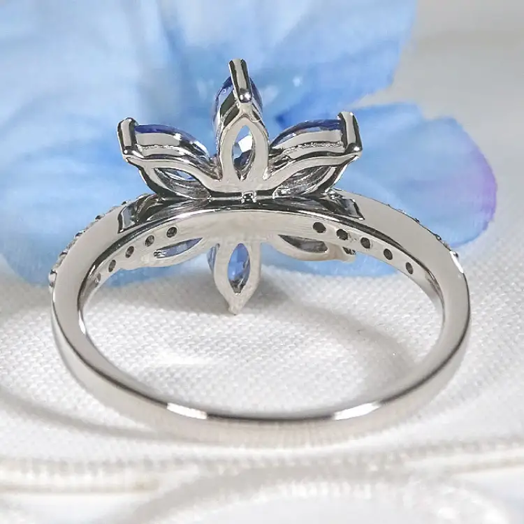 指輪 プラチナ Pt900 タンザナイト マーキス フラワー ダイヤモンド 0.17ct レディース 5～16号 花 カラーストーン 誕生石 ジュエリー 【 f301-ta-pt 】