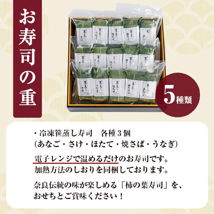 ＜2026年12月31日お届け＞ゐざさ 笹蒸し寿司のおせち (2人前) 寿司 すし 鯖 サバ さけ さばずし お寿司 穴子 あなご 鮭 ホタテ ほたて 帆立 うなぎ ウナギ 鰻 お取り寄せグルメ 郷土料理 押し寿司 柿の葉寿司 奈良 【tm-AD024】【株式会社 中谷本舗】