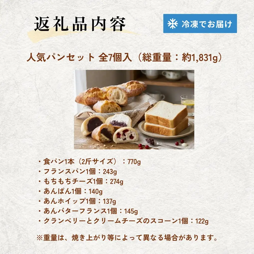 【引き算】 人気パンセット 7種 国産小麦100％