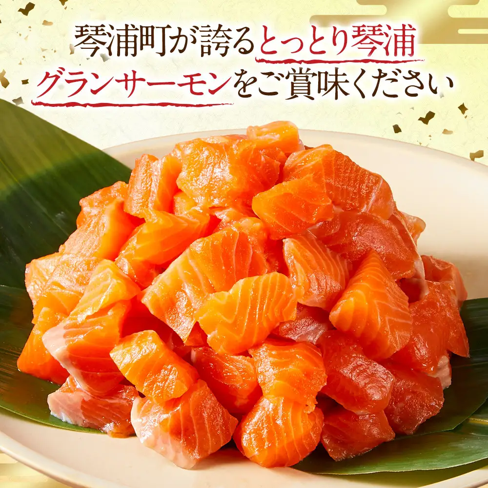 【訳あり】琴浦グランサーモンのサイコロカット150g×５パック