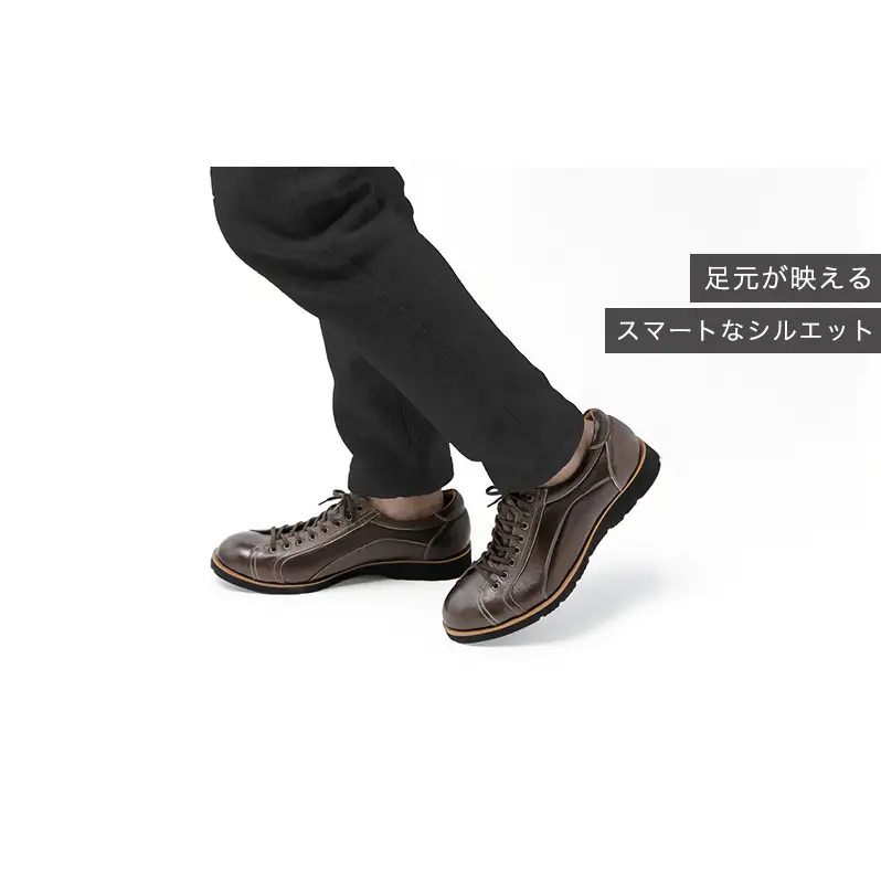 レザースニーカー 鹿革 ダークブラウン レザースニーカー 26.5cm