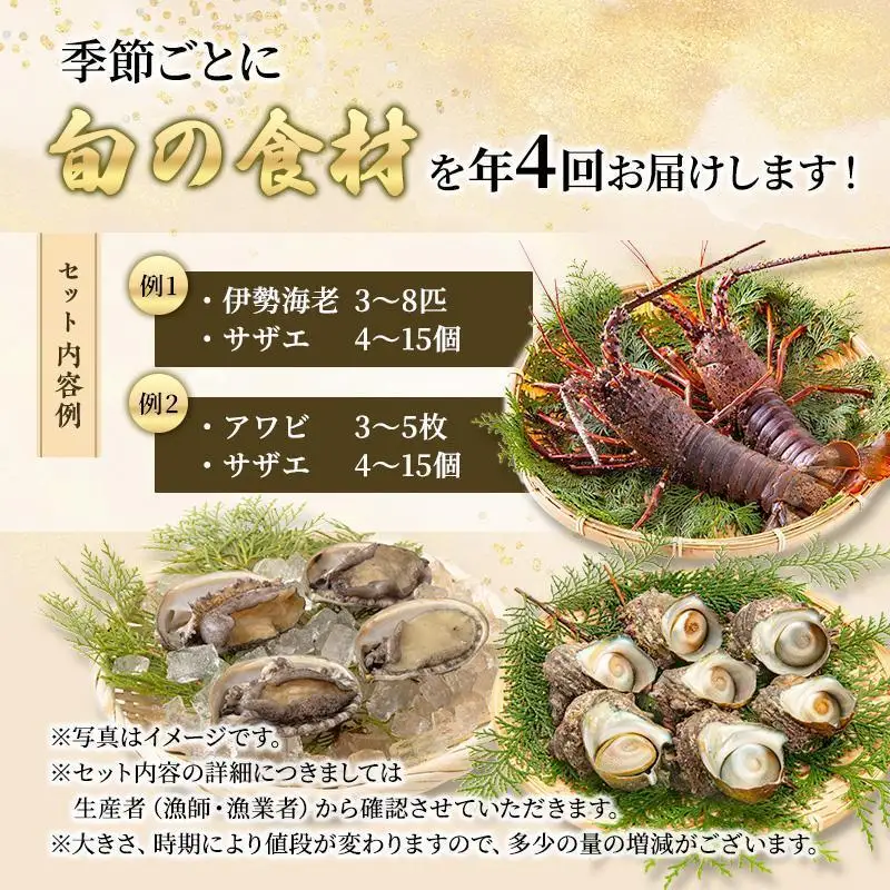 海鮮セット 年4回 定期便 アワビ 伊勢海老 刺身 海鮮セット
