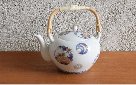 深川製磁 【有田焼】染錦花丸紋　土瓶茶器揃 aa030