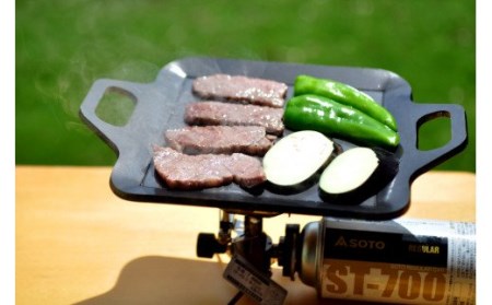 究極の極厚グリルプレート【厚さ6mm・小サイズ20cm×27cm・ソロ用】アウトドア（キャンプやBBQ）で大活躍☆IH可 